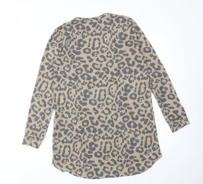 FOREVER 21 Womens Brown Animal Print Polyester Jumper Dress Size M Round Neck Pullover - Leopard pattern