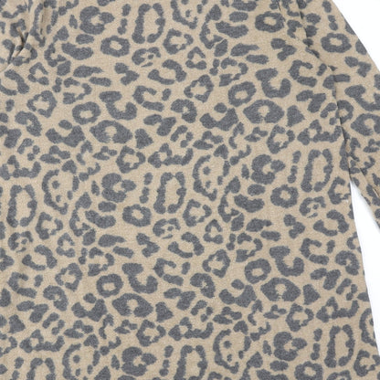 FOREVER 21 Womens Brown Animal Print Polyester Jumper Dress Size M Round Neck Pullover - Leopard pattern