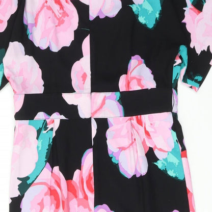 Very Womens Multicoloured Floral Polyester Shift Size 14 Boat Neck Zip