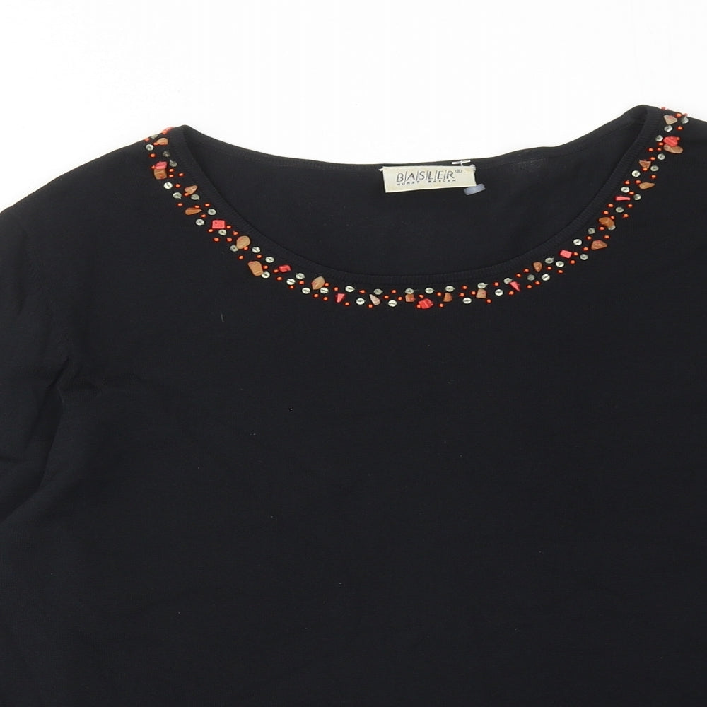 Basler Womens Black Round Neck Viscose Pullover Jumper Size 16