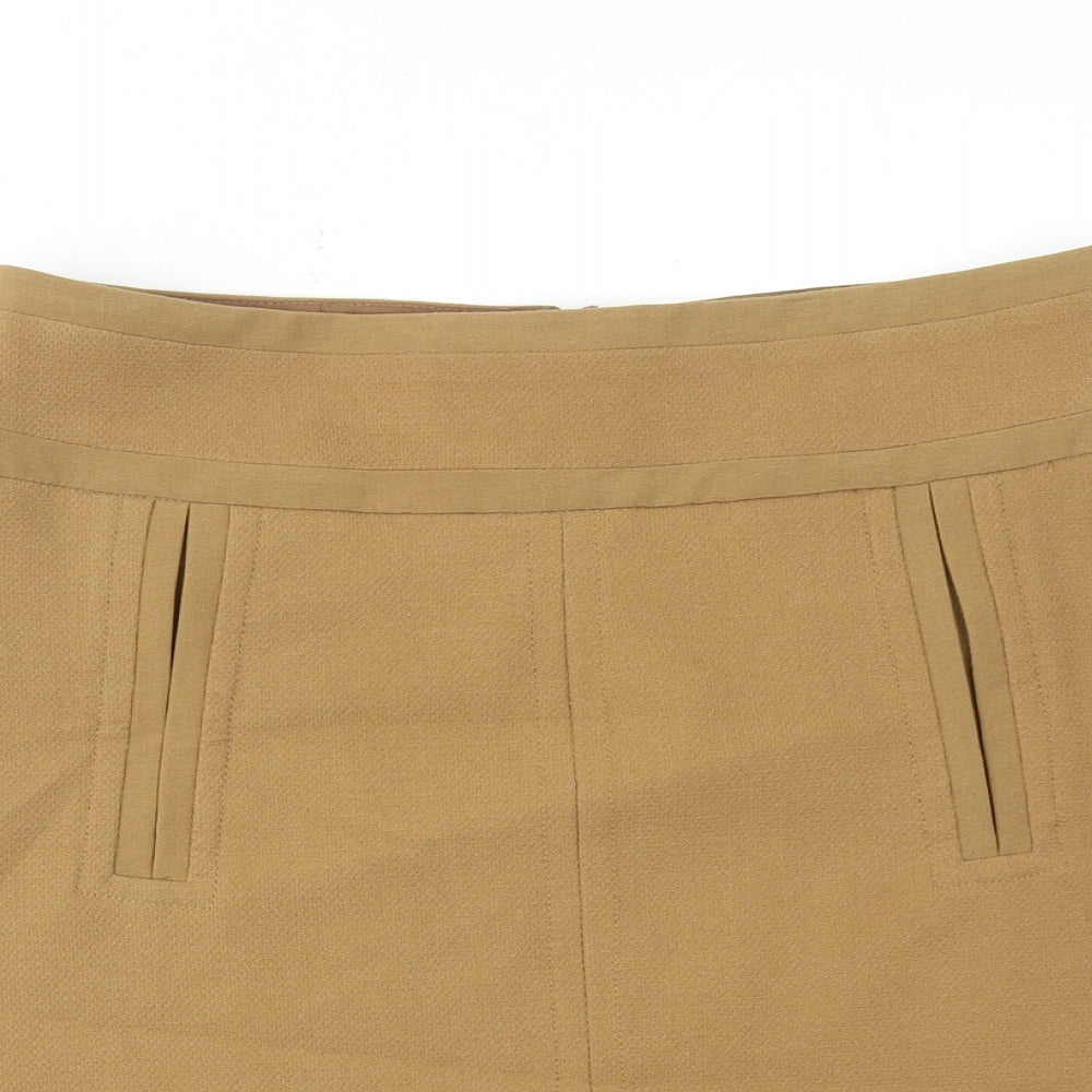 Marks and Spencer Womens Brown Polyester Mini Skirt Size 8 Zip