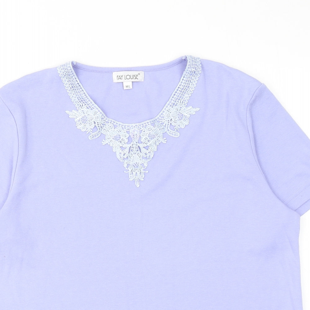 Womens UK Size M Fay Louise Purple Basic T-Shirt