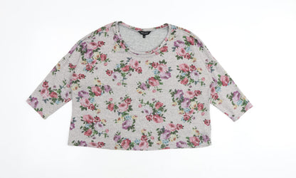 Womens UK Size 14 New Look Grey Cropped Blouse