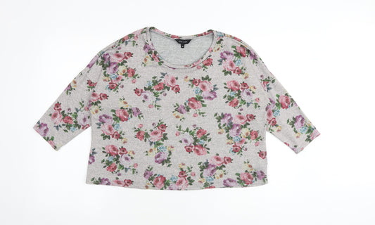 Womens UK Size 14 New Look Grey Cropped Blouse