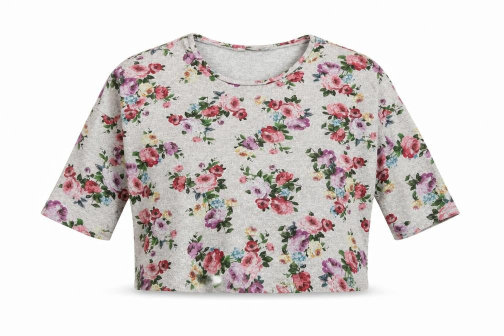Womens UK Size 14 New Look Grey Cropped Blouse