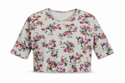 Womens UK Size 14 New Look Grey Cropped Blouse