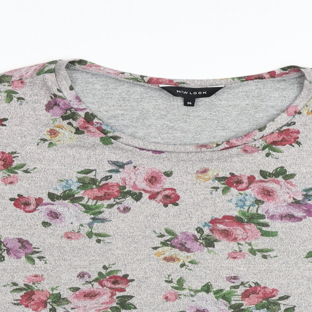 Womens UK Size 14 New Look Grey Cropped Blouse