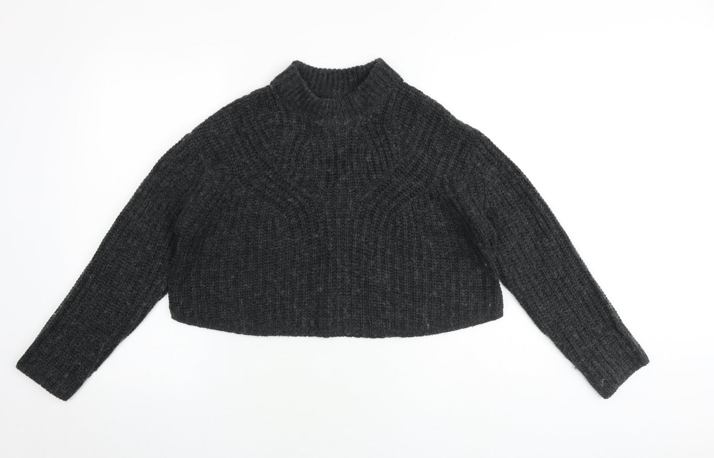 Native Youth Womens Grey Mock Neck Acrylic Pullover Jumper Size XS