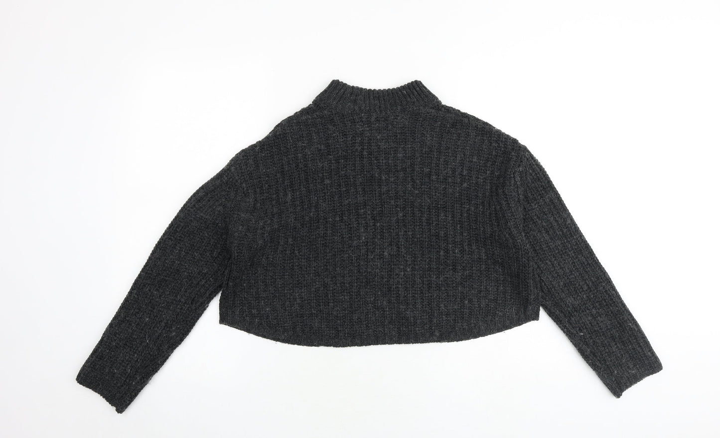 Native Youth Womens Grey Mock Neck Acrylic Pullover Jumper Size XS