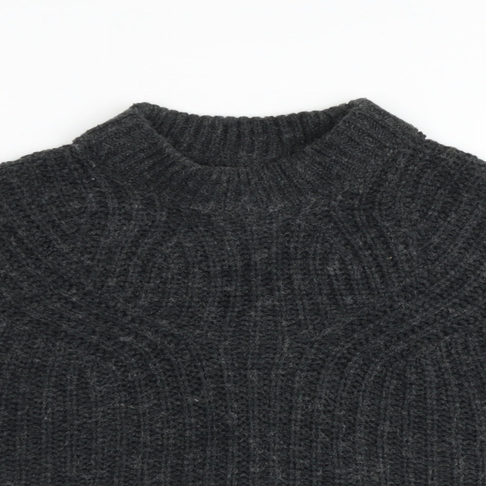 Native Youth Womens Grey Mock Neck Acrylic Pullover Jumper Size XS