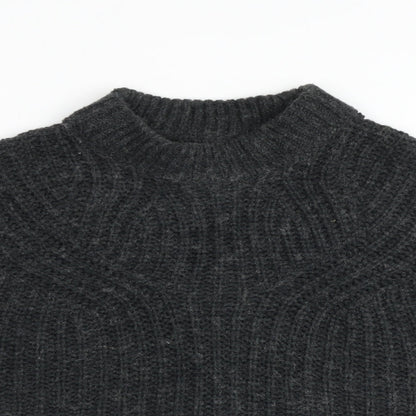 Native Youth Womens Grey Mock Neck Acrylic Pullover Jumper Size XS