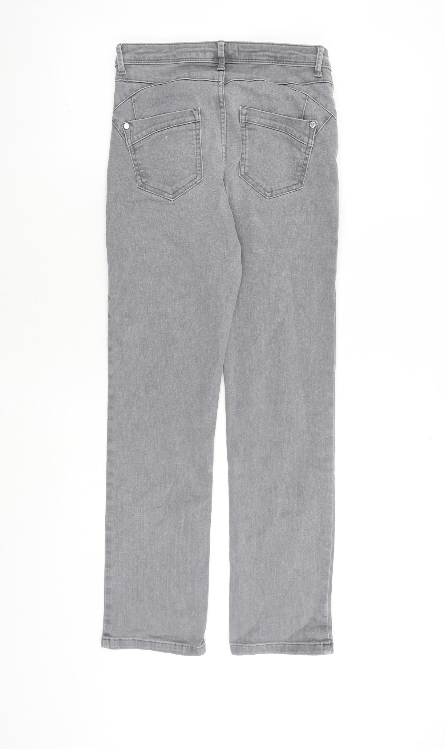Per Una Womens Grey Cotton Straight Jeans Size 26 in L27 in Regular Zip