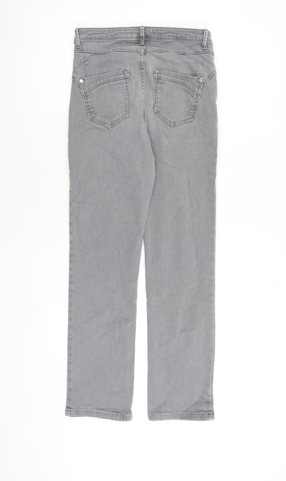 Per Una Womens Grey Cotton Straight Jeans Size 26 in L27 in Regular Zip