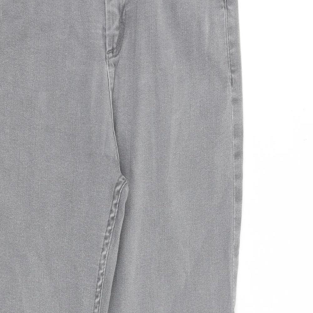 Per Una Womens Grey Cotton Straight Jeans Size 26 in L27 in Regular Zip