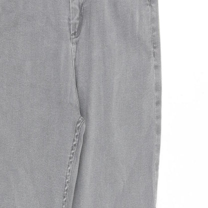 Per Una Womens Grey Cotton Straight Jeans Size 26 in L27 in Regular Zip
