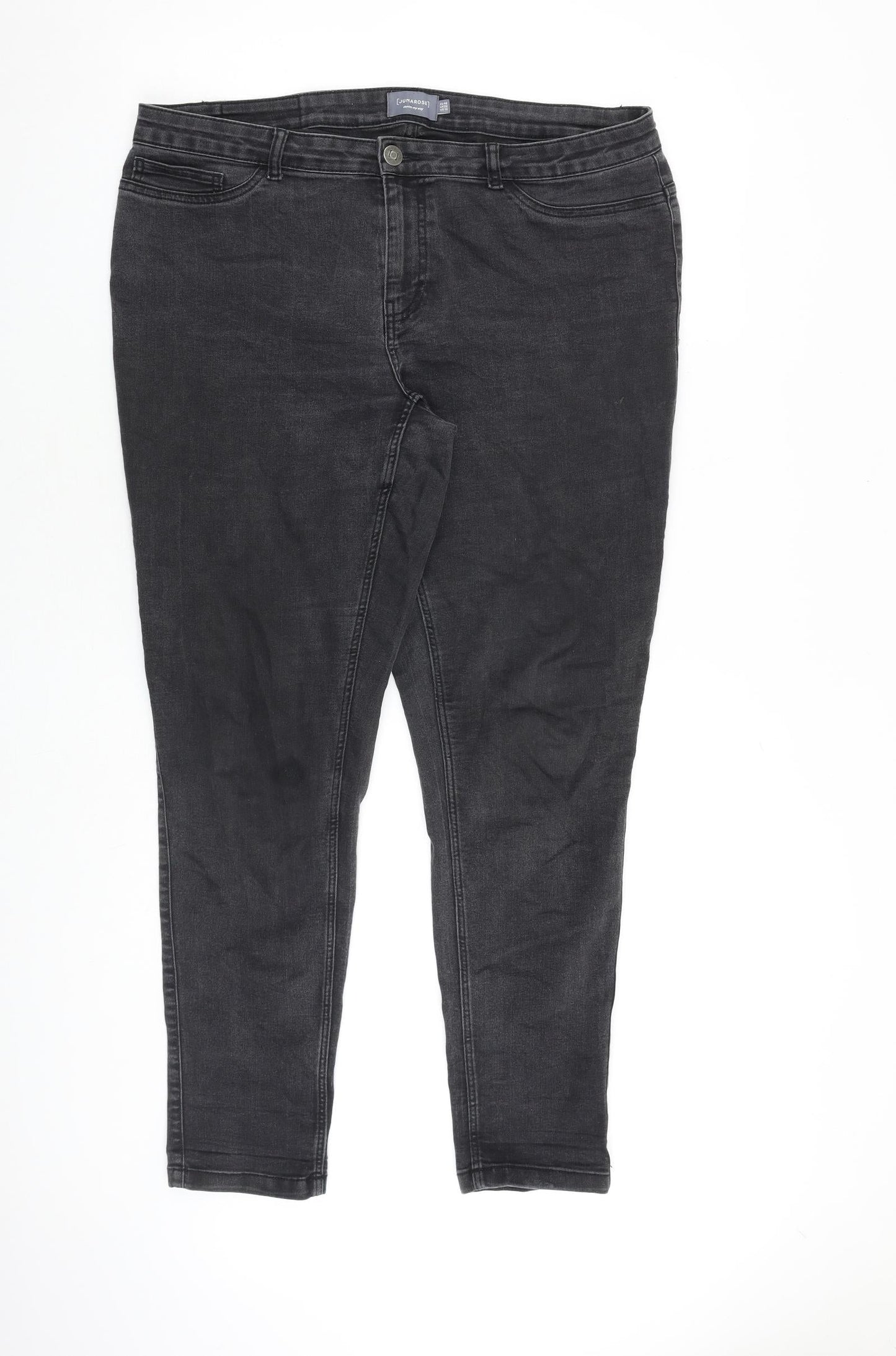 JUNAROSE Womens Grey Cotton Skinny Jeans Size 20 L30 in Regular Zip