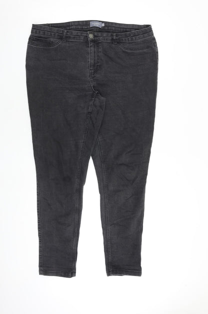 JUNAROSE Womens Grey Cotton Skinny Jeans Size 20 L30 in Regular Zip