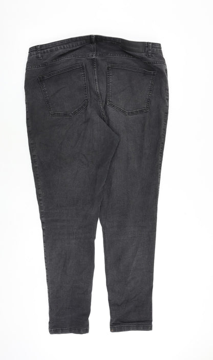JUNAROSE Womens Grey Cotton Skinny Jeans Size 20 L30 in Regular Zip