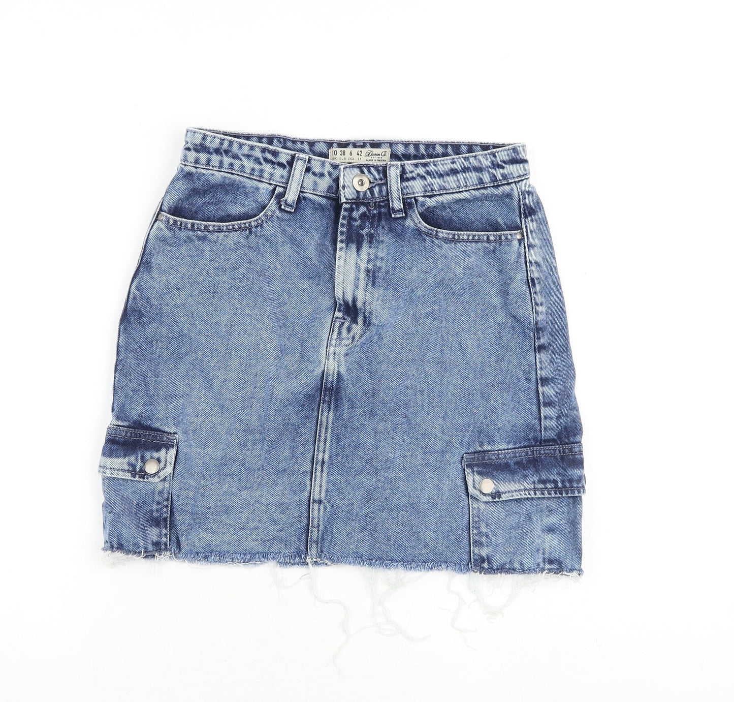 Womens UK Size 10 Denim & Co. Cargo Denim Skirt