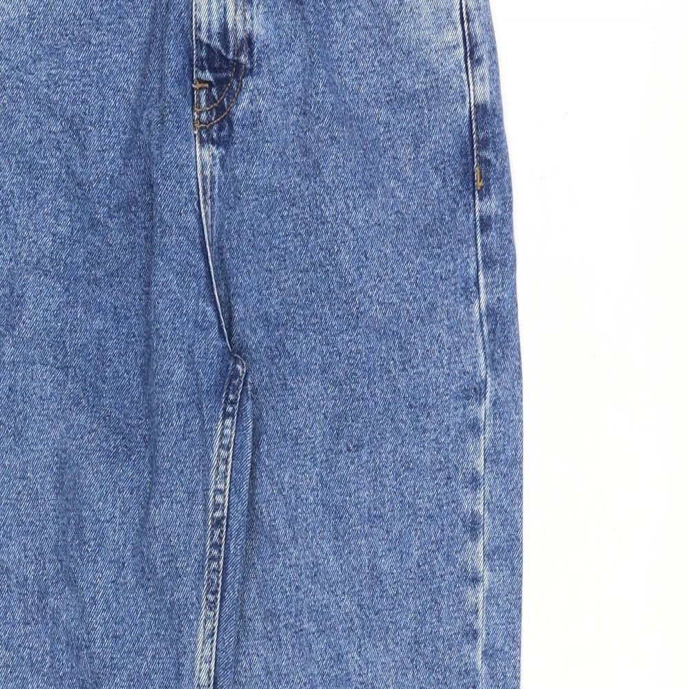 Denim & Co. Womens Blue Cotton Tapered Jeans Size 4 L26 in Regular Zip - Frayed Hem