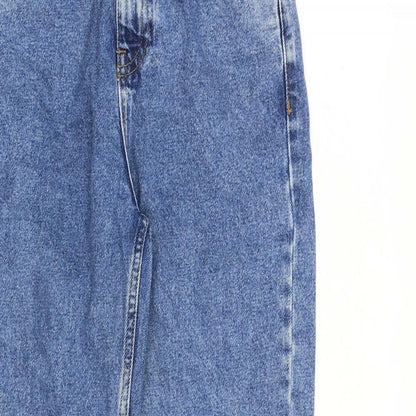 Denim & Co. Womens Blue Cotton Tapered Jeans Size 4 L26 in Regular Zip - Frayed Hem