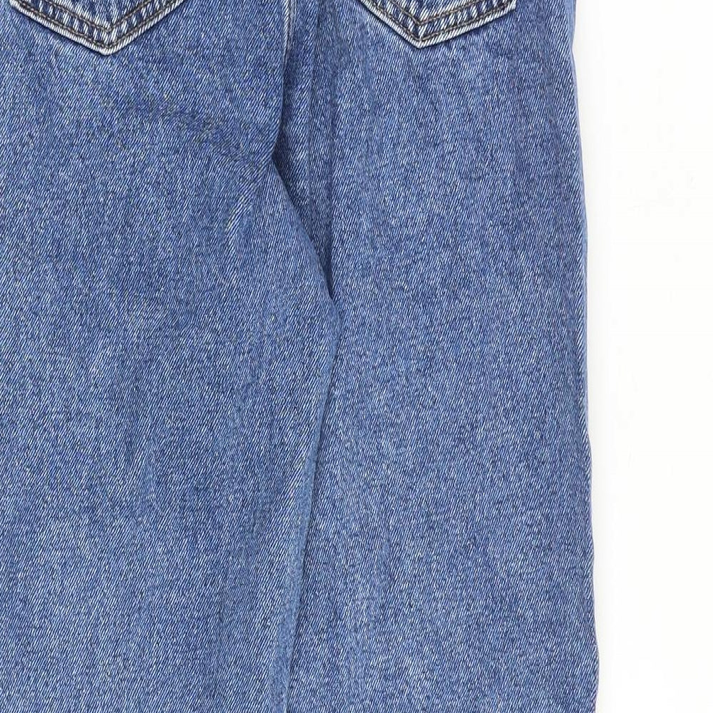 Denim & Co. Womens Blue Cotton Tapered Jeans Size 4 L26 in Regular Zip - Frayed Hem