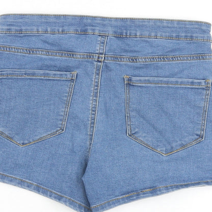 Denim & Co. Womens Blue Cotton Boyfriend Shorts Size 8 L3 in Regular Zip
