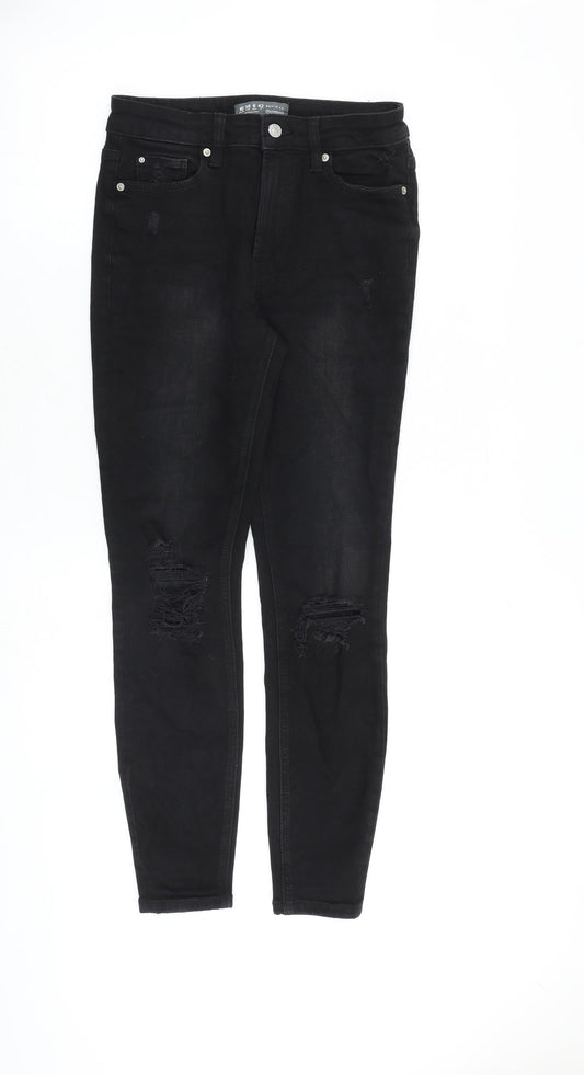 Denim & Co. Womens Black Cotton Skinny Jeans Size 10 L28 in Regular Zip