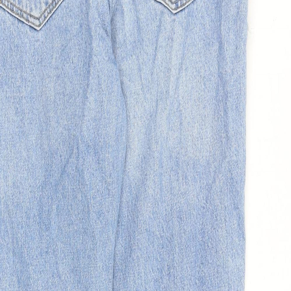 Bershka Womens Blue Cotton Straight Jeans Size 8 L26 in Regular Zip