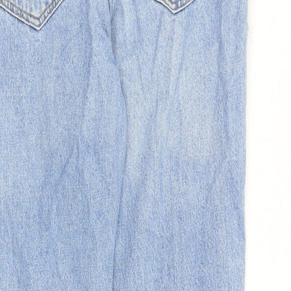 Bershka Womens Blue Cotton Straight Jeans Size 8 L26 in Regular Zip