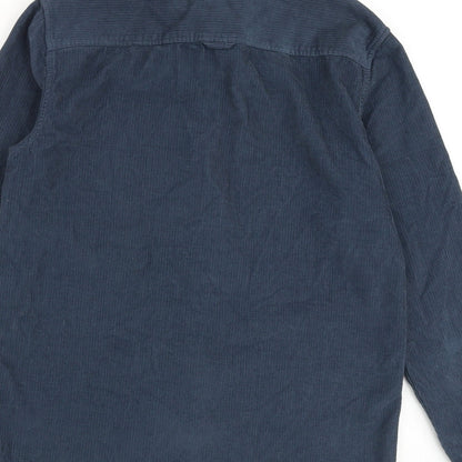 River Island Mens Blue Cotton Button-Up Size S Collared Button