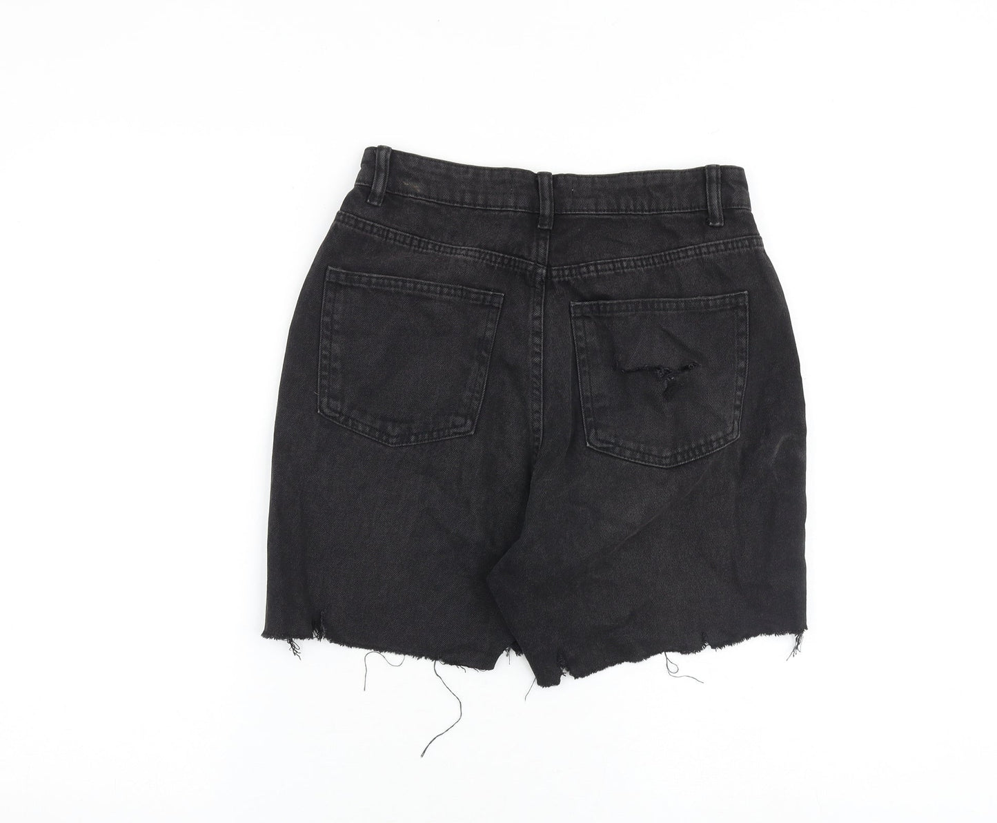 Denim & Co. Womens Black 100% Cotton Bermuda Shorts Size 8 L4 in Regular Zip - Raw Hems