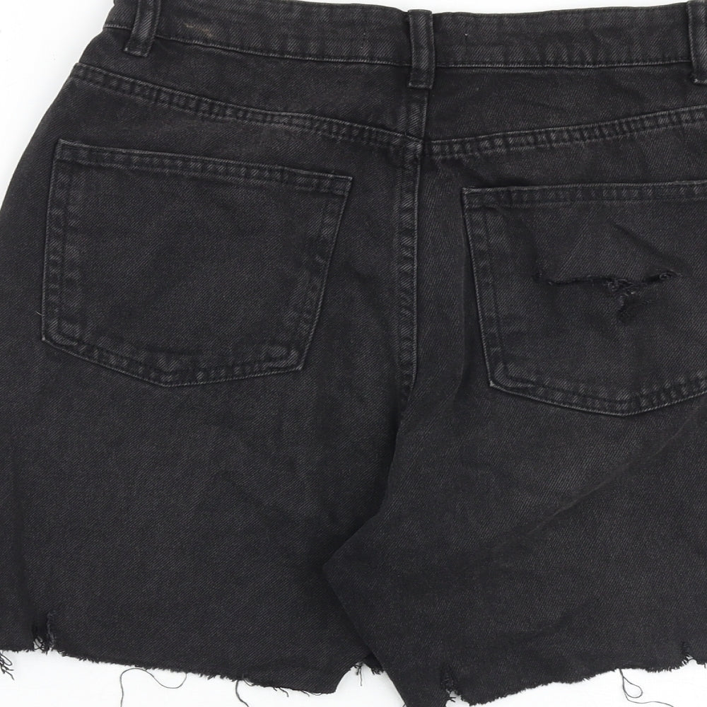 Denim & Co. Womens Black 100% Cotton Bermuda Shorts Size 8 L4 in Regular Zip - Raw Hems