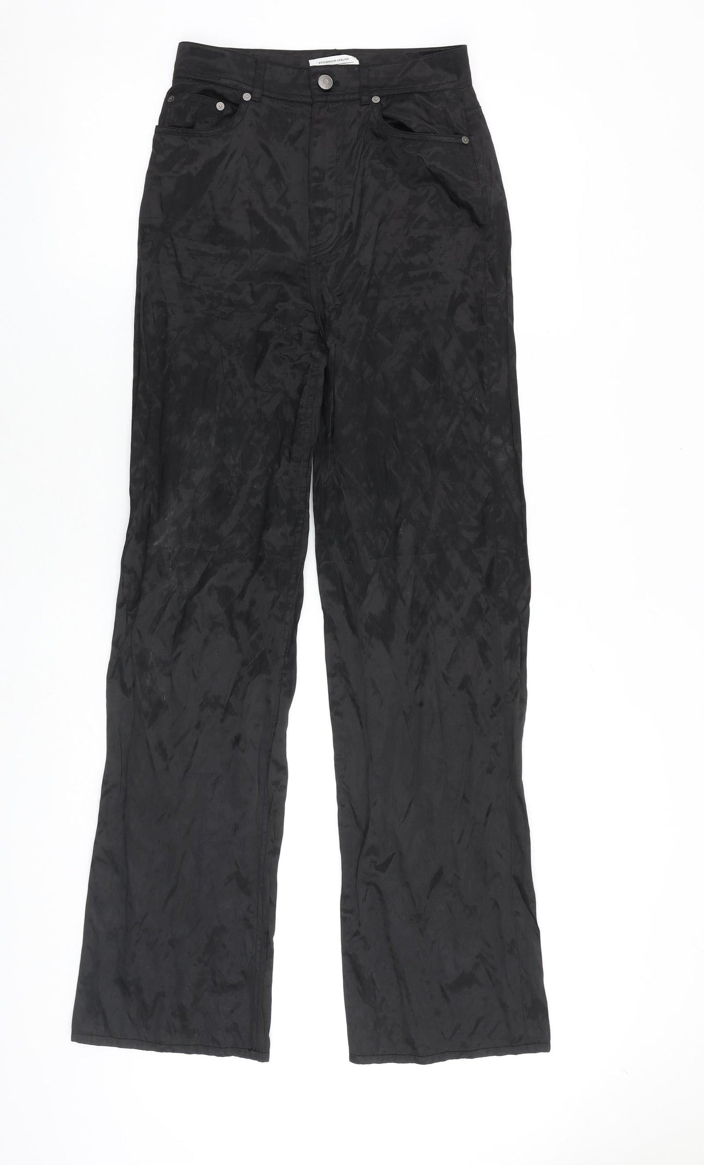 & Other Stories Womens Black Polyester Trousers Size 6 L33 in Regular Zip