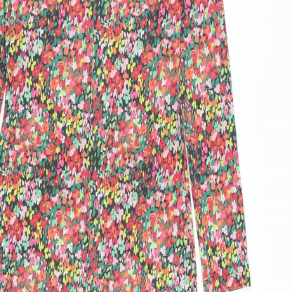 Pieces Womens Multicoloured Floral Polyester Shift Size XS Round Neck Pullover