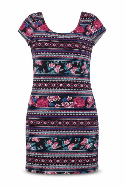 New Look Womens Multicoloured Geometric Viscose Shift Size 14 Scoop Neck Pullover