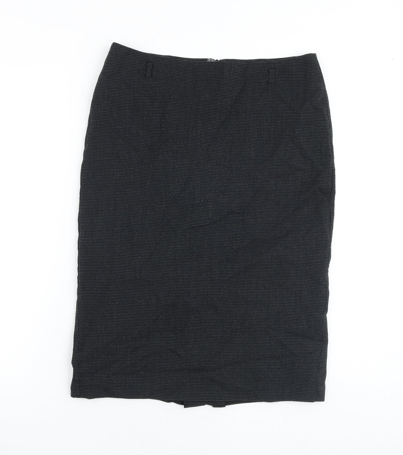 Marks and Spencer Womens Black Geometric Polyester Straight & Pencil Skirt Size 10 Zip