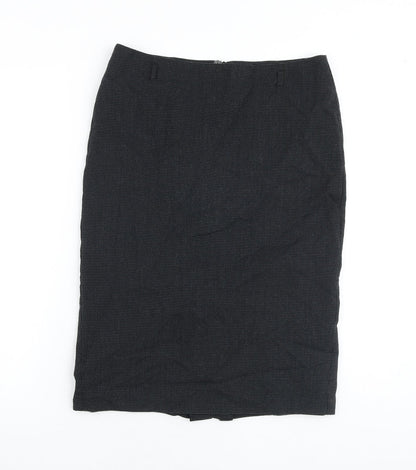 Marks and Spencer Womens Black Geometric Polyester Straight & Pencil Skirt Size 10 Zip