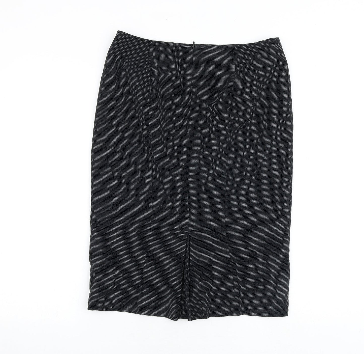 Marks and Spencer Womens Black Geometric Polyester Straight & Pencil Skirt Size 10 Zip