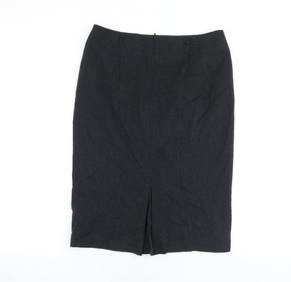 Marks and Spencer Womens Black Geometric Polyester Straight & Pencil Skirt Size 10 Zip