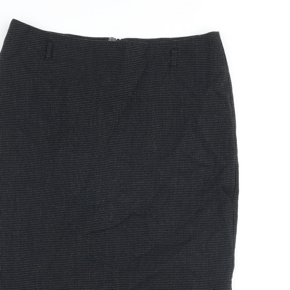 Marks and Spencer Womens Black Geometric Polyester Straight & Pencil Skirt Size 10 Zip