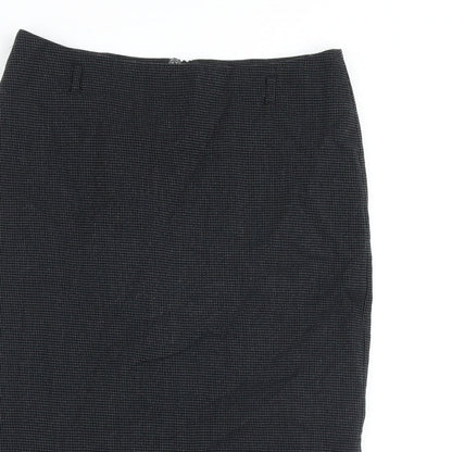 Marks and Spencer Womens Black Geometric Polyester Straight & Pencil Skirt Size 10 Zip