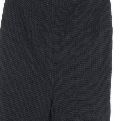 Marks and Spencer Womens Black Geometric Polyester Straight & Pencil Skirt Size 10 Zip