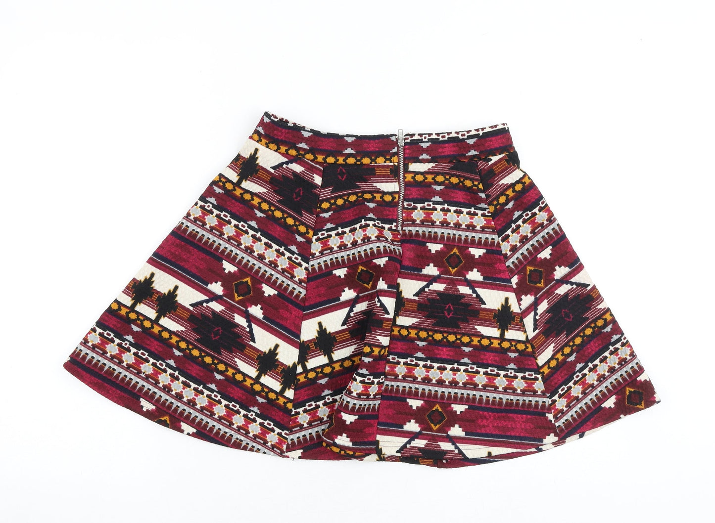 H&M Womens Multicoloured Geometric Polyester Mini Skirt Size M Zip