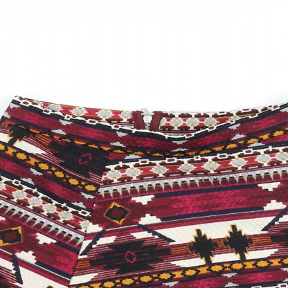 H&M Womens Multicoloured Geometric Polyester Mini Skirt Size M Zip