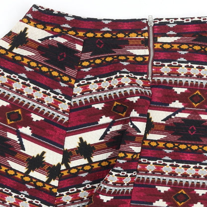 H&M Womens Multicoloured Geometric Polyester Mini Skirt Size M Zip