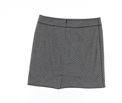 Bae Woman Womens Grey Geometric Polyester Mini Skirt Size 12 Zip