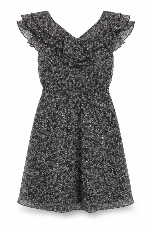 Billie Blossom Womens Black Geometric Polyester A-Line Size 6 V-Neck Zip