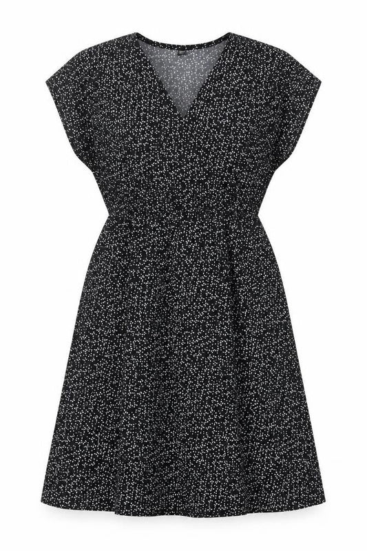 Uniqlo Womens Black Geometric Polyester A-Line Size XS V-Neck Pullover