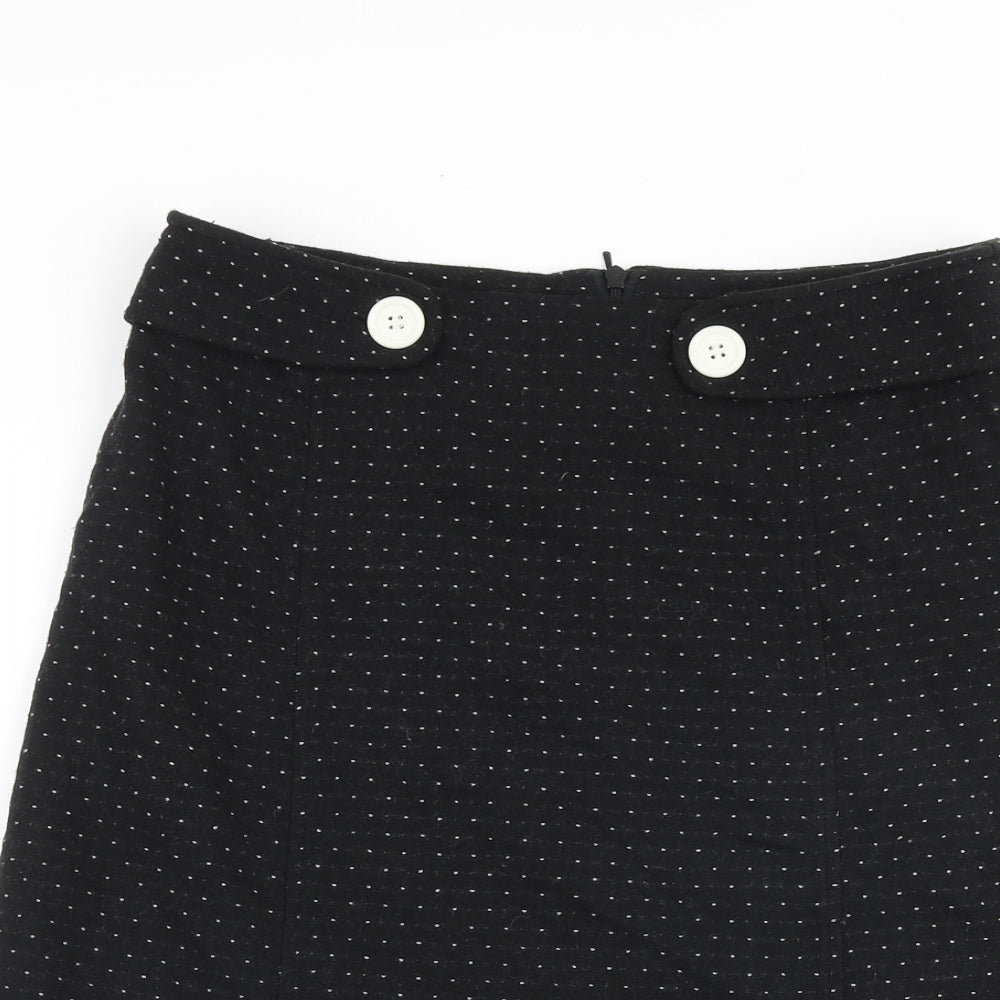 Sticky Fingers Womens Black Polka Dot Polyester A-Line Skirt Size 10 Zip
